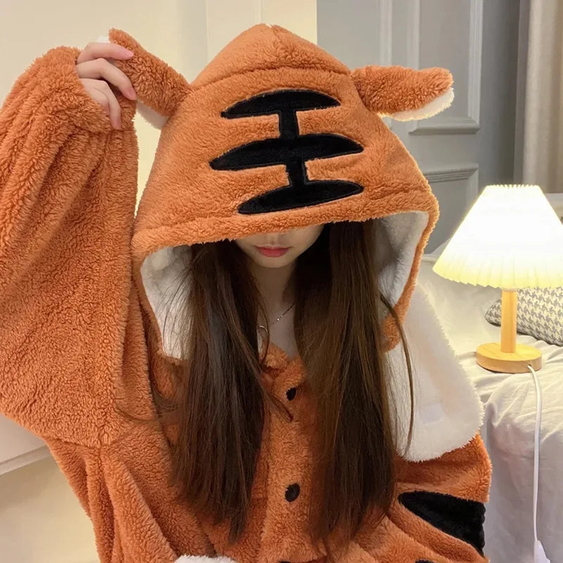 Brown Tiger Cosplay Onesie Pajamas