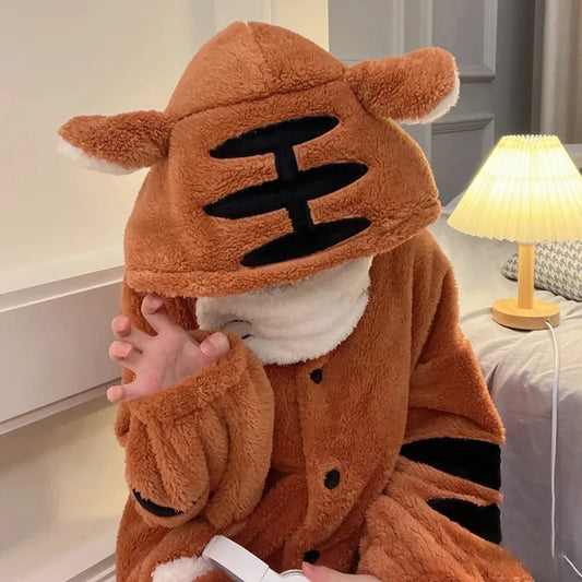 Brown Tiger Cosplay Onesie Pajamas