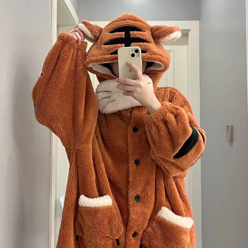 Brown Tiger Cosplay Onesie Pajamas